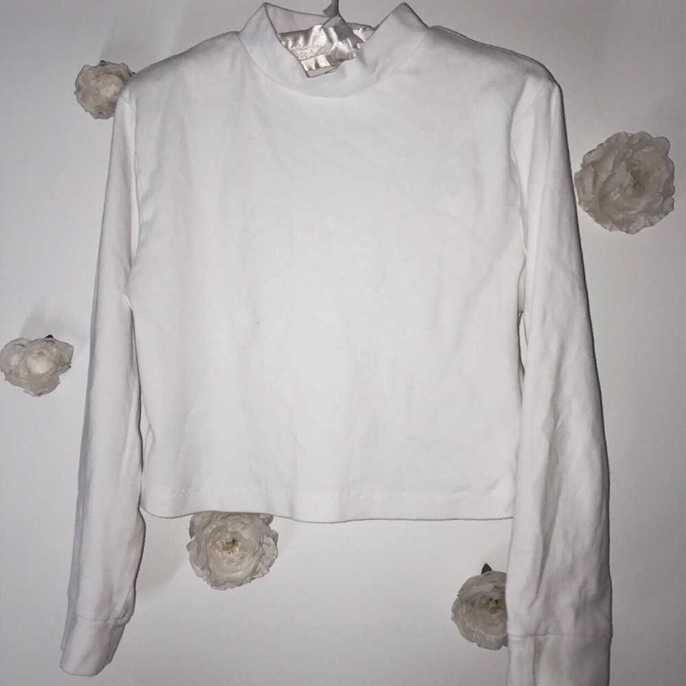 mockneck cropped long sleeve top